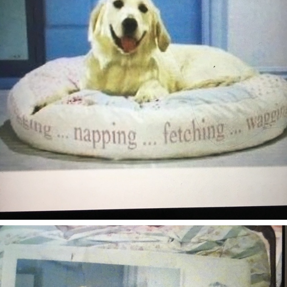 Rachel Ashwell Cozy Cream and floral Dog Bed. This is Vintage and retired.